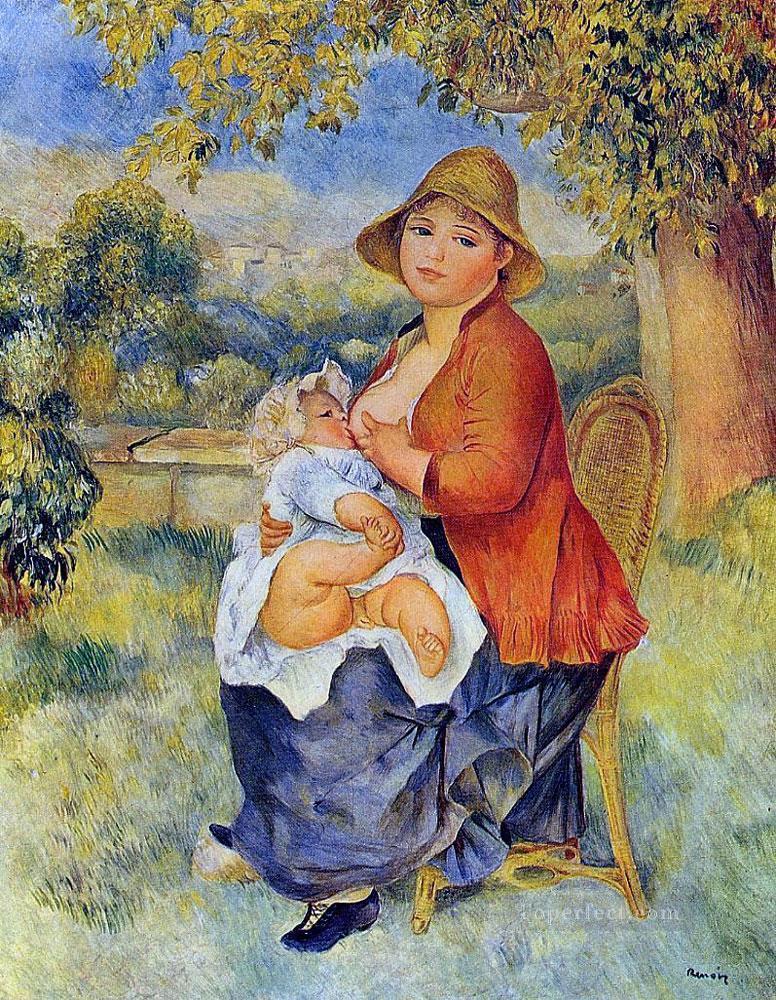 母と子ピエール・オーギュスト・ルノワール油絵